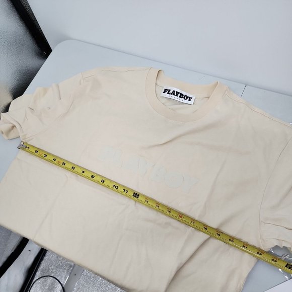 NEW Playboy Pacsun Puff Logo Tee Shirt Men's Size Large Ivory short sleeve NWT - Picture 5 of 11